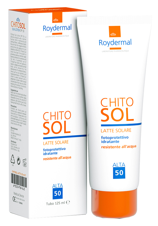 CHITOSOL LATTE SOLARE FP 50 TUBO 125 ML - famajoy.it