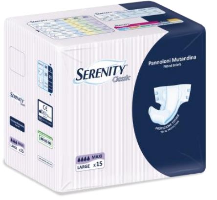 PANNOLONE PER INCONTINENZA A MUTANDINA SERENITY CLASSIC FORMATO MAXI TAGLIA LARGE 15 PEZZI - famajoy.it
