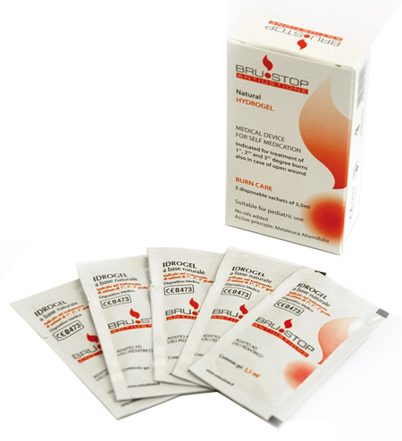 MEDICAZIONE SPECIALE ATTIVA PER USTIONI BRUSTOP CON IDROGEL A BASE NATURALE 5 BUSTE DA 3,5 ML - famajoy.it