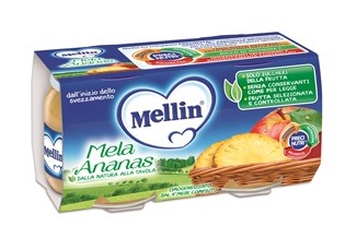 MELLIN OMOGENEIZZATO MELA ANANAS 100 G 2 PEZZI - famajoy.it