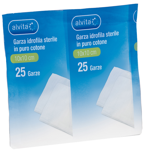 ALVITA GARZA COMPRESSA IDROFILA 10X10CM 25 PEZZI - famajoy.it