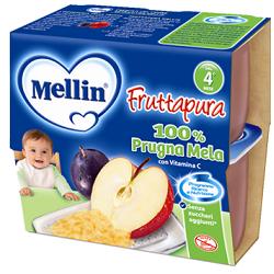 MELLIN FRUTTA PURA PRUGNA MELA 100 G 4 PEZZI - famajoy.it
