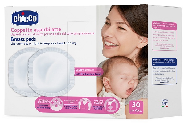 CHICCO COPPETTA ASSORBILATTE ANTIBATTERICA 30 PEZZI - famajoy.it