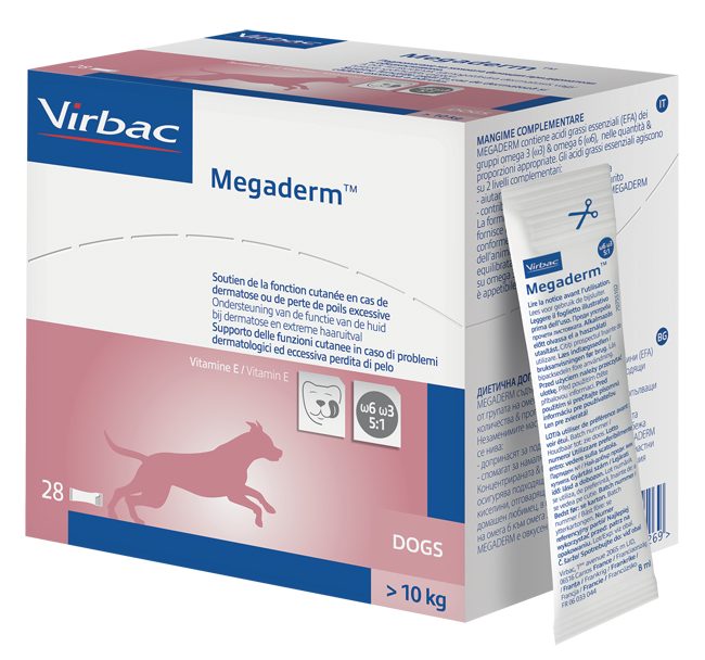 MEGADERM SUPPLEMENTO CANI SUPERIORI A 10 KG SCATOLA DA 28 SACCHETTI MONODOSE 4 ML - famajoy.it