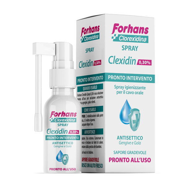 COLLUTORIO SPRAY CON CLOREXIDINA FORHANS CLEXIDIN 50ML - famajoy.it