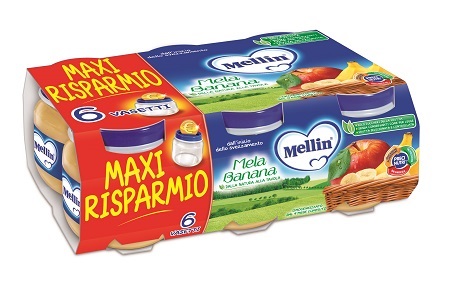 MELLIN OMOGENEIZZATO MELA BANANA 100 G 6 PEZZI - famajoy.it