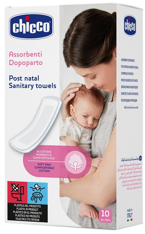 CHICCO MAMMA DONNA ASSORBENTI POSTPARTO COTONE 10 PEZZI - famajoy.it