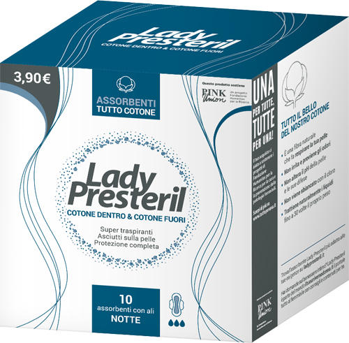 LADY PRESTERIL COTONE DENTRO & COTONE FUORI 10 ASSORBENTI CON ALI NOTTE PROMO - famajoy.it