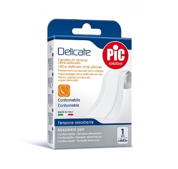 CEROTTO PIC DELICATE STRISCIA BIANCA CON TAMPONE ANTIBATTERICO CM 8X0,5 M - famajoy.it