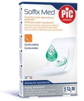 CEROTTO PIC SOFFIX MED IN TNT CON TAMPONE CENTRALE ASSORBENTE STERILE MONOUSO 10X12 CM ANTIBATTERICO 5 PEZZI - famajoy.it