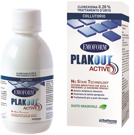EMOFORM PLAK OUT ACTIVE CLOREXIDINA 0,20% COLLUTORIO 200 ML - famajoy.it