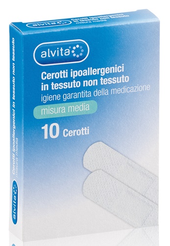 ALVITA CEROTTO IN TESSUTO NON TESSUTO ESTENSIBILE BIANCO CON TAMPONE ANTISETTICO MEDIO 10 PEZZI - famajoy.it