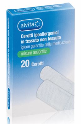 ALVITA CEROTTO IN TESSUTO NON TESSUTO ESTENSIBILE BIANCO CON TAMPONE ANTISETTICO ASSORTITO 20 PEZZI - famajoy.it