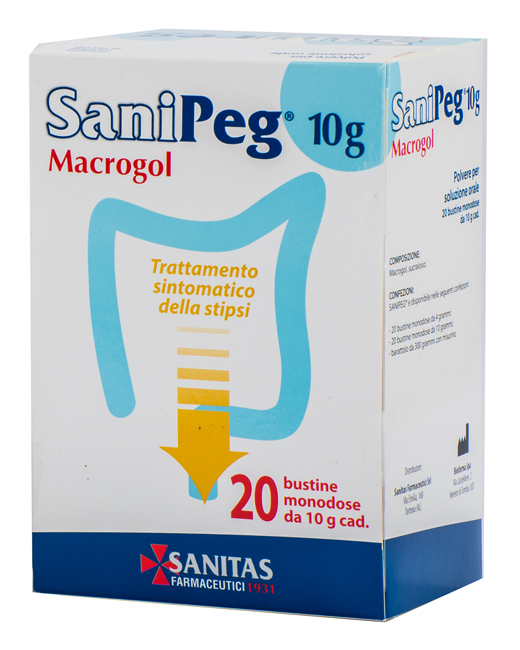SANIPEG MACROGOL POLVERE PER SOLUZIONE ORALE 20 BUSTE DA 10 G - famajoy.it