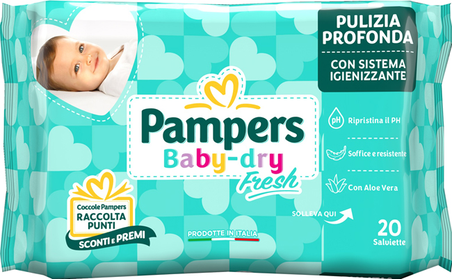 SALVIETTINE UMIDIFICATE PAMPERS BABY FRESH 30% + CONSISTENTE 20 PEZZI - famajoy.it