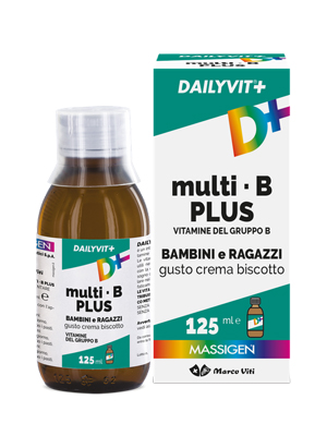 DAILYVIT+ MULTI B PLUS VITAMINE DEL GRUPPO B PER BAMBINI E RAGAZZI GUSTO CREMA BISCOTTO 125 ML - famajoy.it