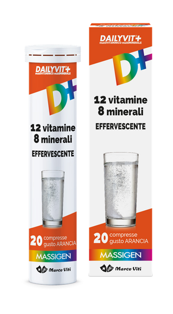MASSIGEN DAILYVIT 12 VITAMINE 8 MINERALI EFFERVESCENTE 20 COMPRESSE - famajoy.it