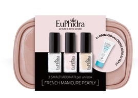 EUPHIDRA FRENCH MANICURE PERLATO POCHETTE 3 MINI SMALTI + 1 CREMA MANI 25 ML - famajoy.it