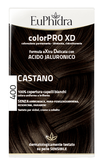 EUPHIDRA COLORPRO XD 400 CASTANO GEL COLORANTE CAPELLI IN FLACONE + ATTIVANTE + BALSAMO + GUANTI - famajoy.it
