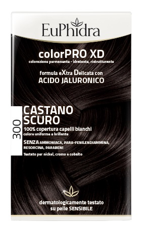 EUPHIDRA COLORPRO XD 300 CASTANO SCURO GEL COLORANTE CAPELLI IN FLACONE + ATTIVANTE + BALSAMO + GUANTI - famajoy.it