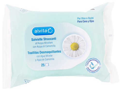 ALVITA SALVIETTINE STRUCCANTI ACQUA MICELLARE 25 PEZZI - famajoy.it