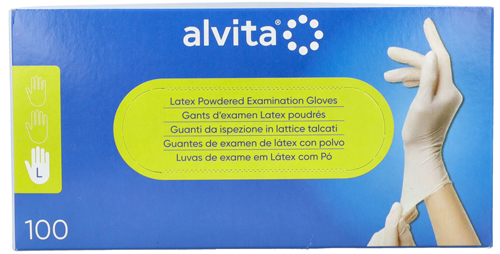 GUANTI DA ISPEZIONE ALVITA IN LATTICE TALCATI L 100 PEZZI - famajoy.it