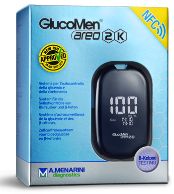 GLUCOMETRO GLUCOMEN AREO 2K PER AUTOMISURAZIONE DELLA GLICEMIA DA SANGUE INTERO CAPILLARE DIMENSIONE 85,5X56X18,2 MM PESO 46 G - famajoy.it