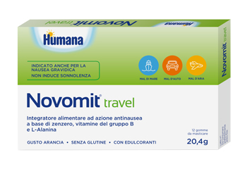 NOVOMIT TRAVEL 12 GOMME DA MASTICARE GUSTO ARANCIA - famajoy.it