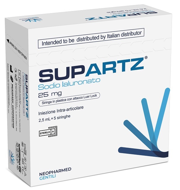SIRINGA PRERIEMPITA INTRA-ARTICOLARE SUPARTZ ACIDO IALURONICO 25 MG 2,5 ML 5 PEZZI - famajoy.it