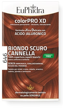 EUPHIDRA COLORPRO GEL COLORANTE CAPELLI XD 646 CANNELLA 50 ML IN FLACONE + ATTIVANTE + BALSAMO + GUANTI - famajoy.it