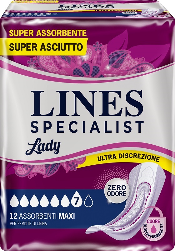 LINES SPECIALIST MAXI X 12 AUSILIO ASSORBENTE SAGOMATO UTILIZZABILE CON L'AUSILIO DI MUTANDA ELASTICIZZATA RIUTILIZZABILE - famajoy.it