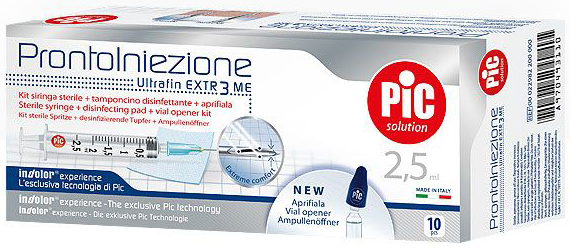 SIRINGA PIC SOLUTION PRONTO INIEZIONE 2,5 ML AGO GAUGE 23 1 1/4 10 PEZZI - famajoy.it