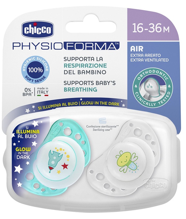 CHICCO SUCCHIETTO AIR LUMI IN SILICONE 16-36 MESI 2 PEZZI - famajoy.it