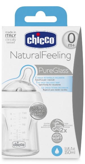 CHICCO BIBERON NATURALFEELING VETRO 0M+ 150 ML - famajoy.it