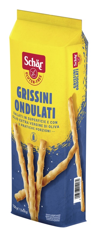 SCHAR GRISSINI ONDULATI SALATI IN SUPERFICIE 3 PORZIONI DA 50 G - famajoy.it