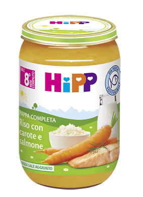 HIPP PAPPA PRONTA RISO CAROTE SALMONE 220 G - famajoy.it