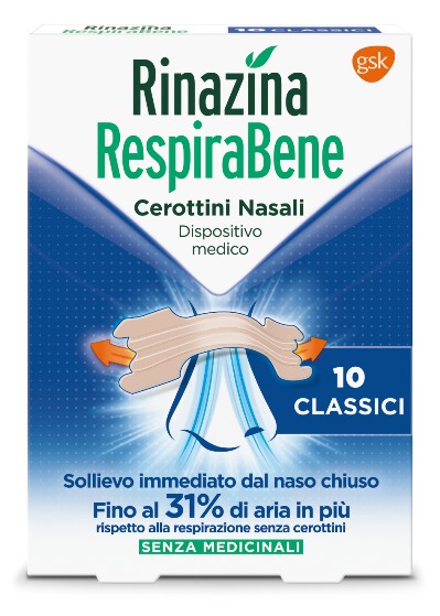 RINAZINA RESPIRABENE CEROTTI NASALI CLASSICI CARTON 10 PEZZI - famajoy.it