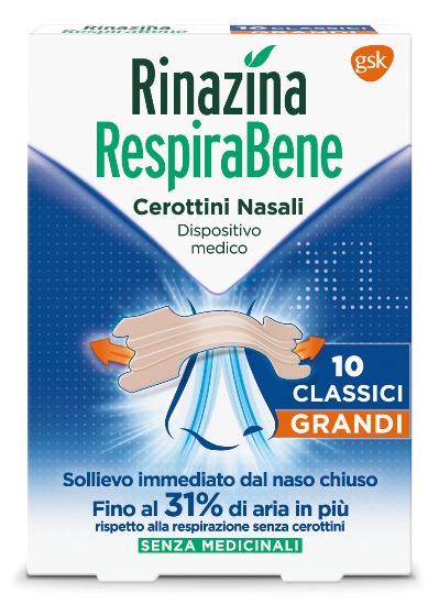 RINAZINA RESPIRABENE CEROTTI NASALI CLASSICI GRANDI CARTON 10 PEZZI - famajoy.it