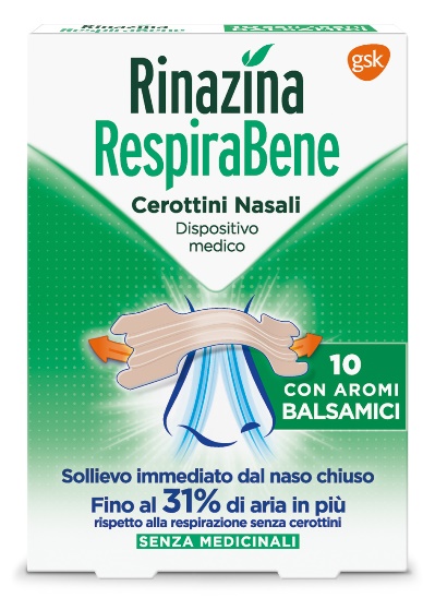 RINAZINA RESPIRABENE CEROTTI NASALI CON AROMI BALSAMICI CARTON 10 PEZZI - famajoy.it