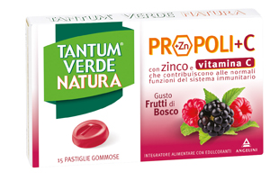 TANTUM VERDE NATURA PROPOLI+C CON ZINCO E VITAMINA C 15 PASTIGLIE GOMMOSE GUSTO FRUTTI DI BOSCO - famajoy.it