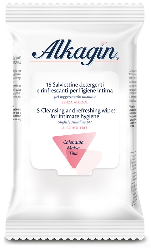 ALKAGIN SALVIETTINE DETERGENTI E RINFRESCANTI PER L'IGIENE INTIMA PH LEGGERMENTE ALCALINO SENZA ALCOOL 15 PEZZI CALENDULA MALVA E TILIA - famajoy.it