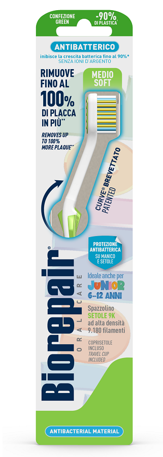 BIOREPAIR ORAL CARE SPAZZOLINO ANTIBATTERICO JUNIOR 6-12 ANNI PIU' COMFORT SETOLE MEDIO SOFT - famajoy.it