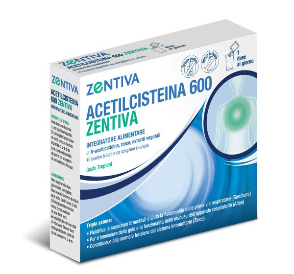 ACETILCISTEINA 600 ZENTIVA 10 BUSTINE BIPARTITE GUSTO TROPICAL - famajoy.it