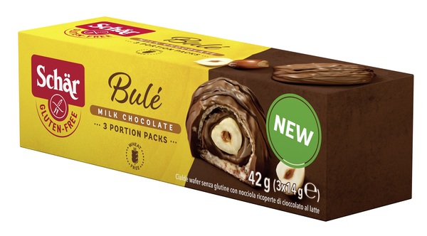 SCHAR BULE' CIALDE WAFER CON NOCCIOLA RICOPERTE DI CIOCCOLATO AL LATTE 3 PORZIONI DA 14 G - famajoy.it