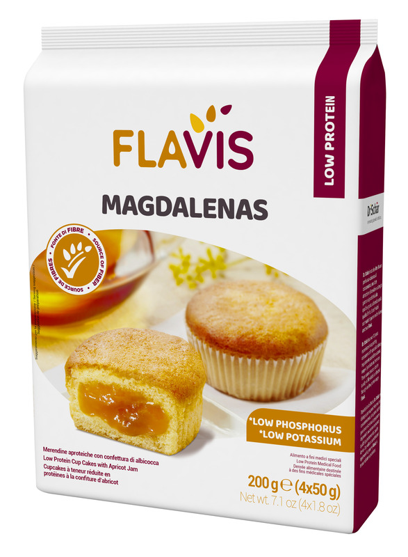 FLAVIS MAGDALENAS MERENDINE APROTEICHE CON CONFETTURA DI ALBICOCCA 4 MONOPORZIONI DA 50 G - famajoy.it