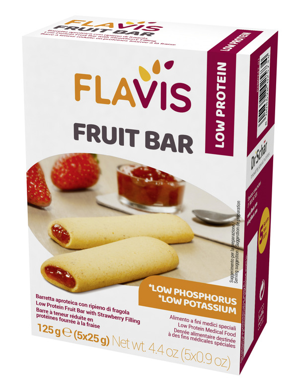 FLAVIS FRUIT BAR BARRETTA APROTEICA CON RIPIENO DI FRAGOLA 5 PEZZI DA 25 G - famajoy.it