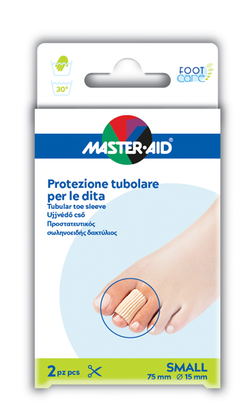 PROTEZIONE TUBOLARE IN GEL MASTER-AID FOOTCARE ELASTICIZZATO SMALL 7,5 CM 15 MM 2 PEZZI C4 - famajoy.it