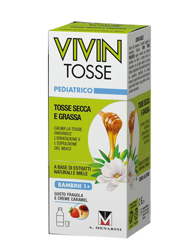 VIVIN TOSSE PEDIATRICO SCIROPPO PER TOSSE SECCA E GRASSA GUSTO FRAGOLA E CREME CARAMEL 150 ML - famajoy.it