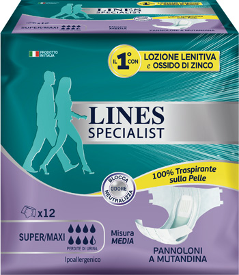 LINES SPECIALIST PANNOLONE A MUTANDA MEDIA 12 PEZZI - famajoy.it