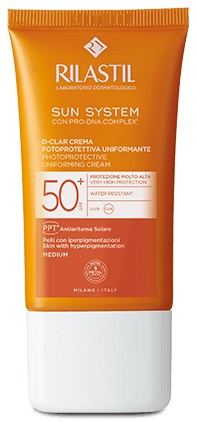 RILASTIL SUN SYSTEM D-CLAR SPF 50+ CREMA MEDIUM - famajoy.it